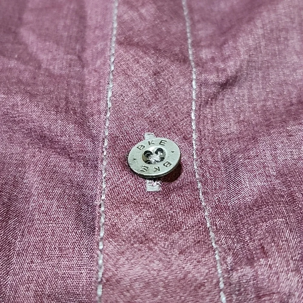 BKE ATHLETIC BURGUNDY & GRAY STITCH CASUAL BUTTON DOWN LONG-SLEEVED SHIRT LARGE